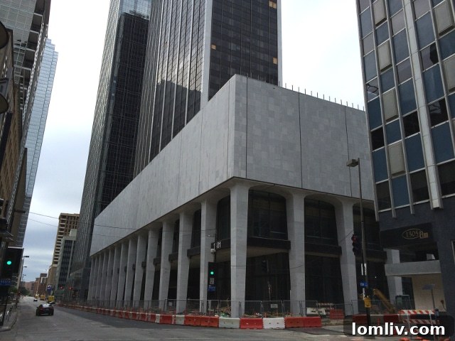 The grand exterior of The National building in downtown Dallas