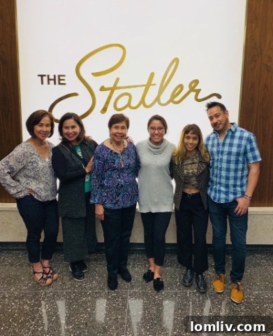 Rocky Zablan's family at the historic Statler Hotel, a place of cherished childhood memories and architectural significance.