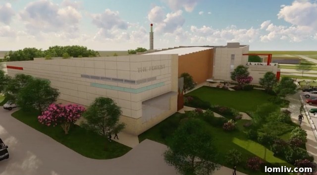 Another rendering of the Forest Theater's renovated exterior with bustling street life