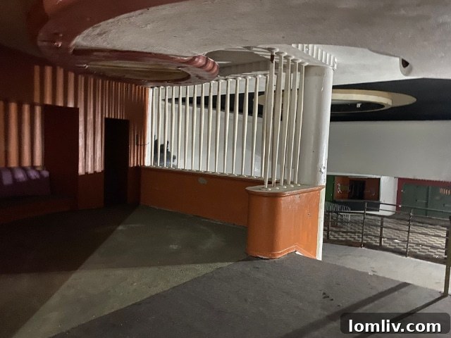 Interior details of the Forest Theater, showing historic wall cutouts