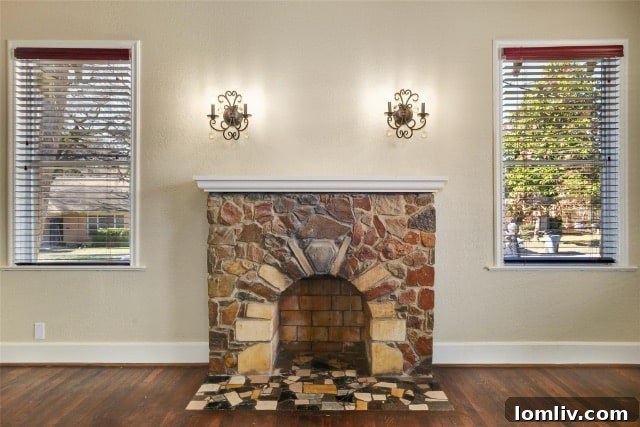 Inviting front porch and entrance of a renovated Tudor home in Dallas