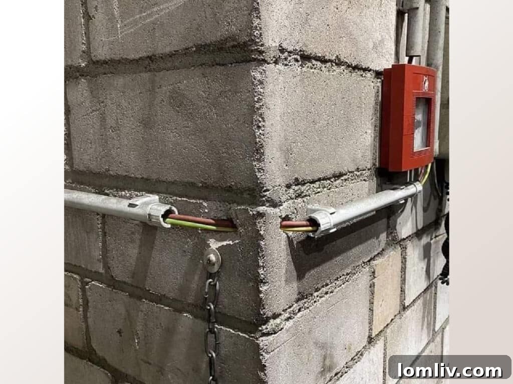 Dangerous Electrical Wiring: Why Drilling Through Brick is a Major Fire Hazard