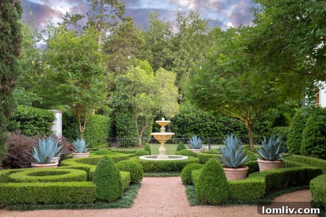 An intimate and inviting courtyard space featuring a sophisticated water fountain, comfortable seating, and carefully chosen flora, ideal for quiet contemplation