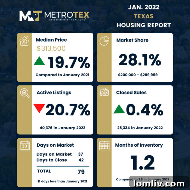 Housing market report data for North Texas counties, showing market trends