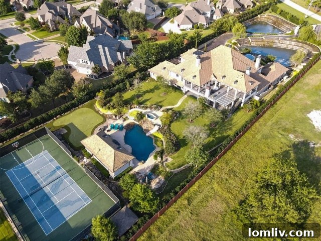 Aerial View of the Southlake Luxury Home and Grounds