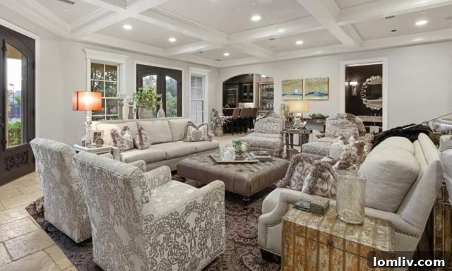Luxurious Living Room with Fireplace in Southlake Estate
