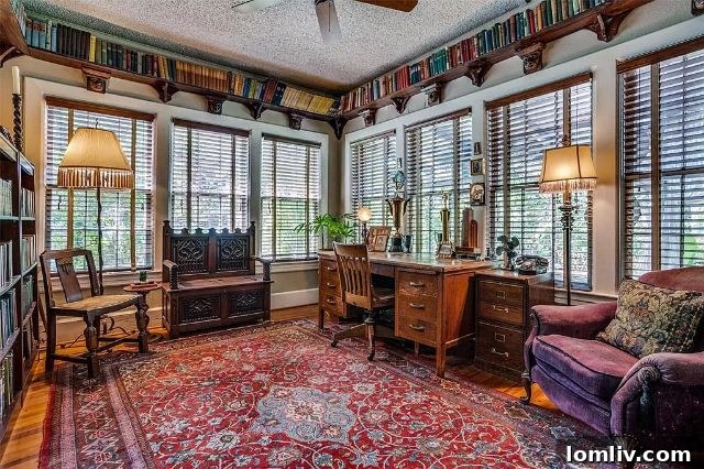 Detailed view of a living space in 1019 N. Edgefield, highlighting authentic 1920s Tudor character