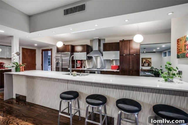 Spacious Open Concept Kitchen with Sixteen-Foot Island in Dallas Home