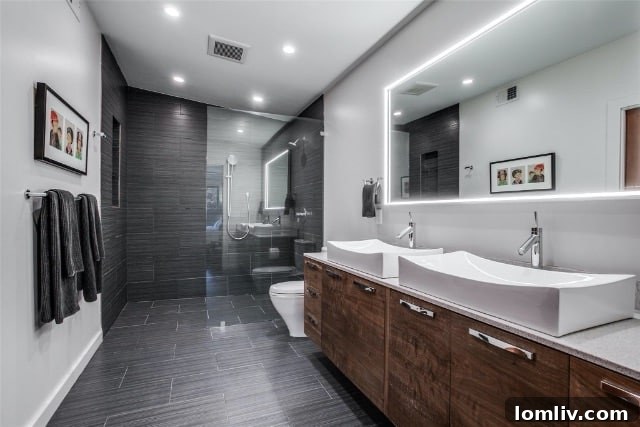 Modern Bathroom Design with Stylish Fixtures in Mid-Century House