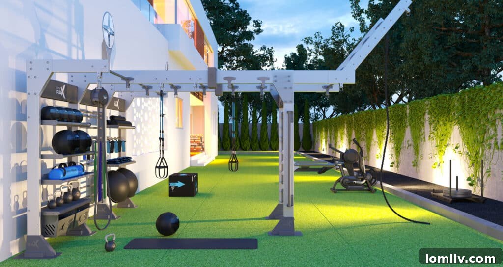 Modern home gym rendering for a Miami Beach residence by Fitness Design Group