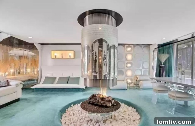 Plush, Custom-Built Scoop Sofa in a Retro Living Space