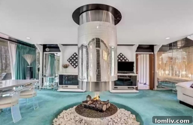 Luxurious Living Area with Art Deco Wall and Custom Furnishings