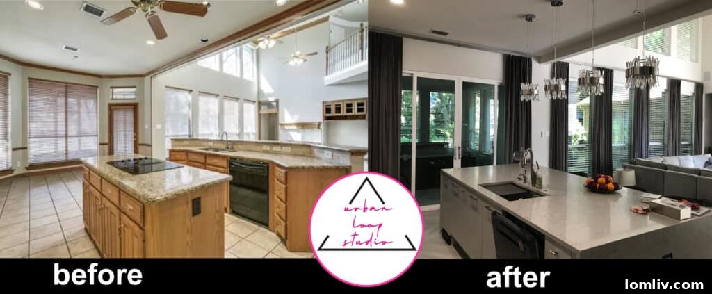 An elegantly designed dining area transitioning into a living space, showcasing flexible and consolidated layouts