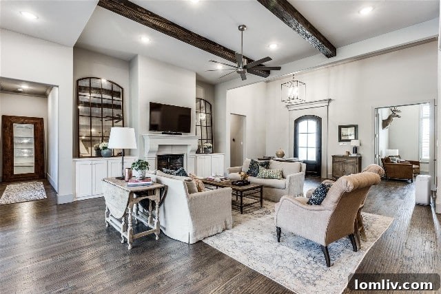 High beamed ceilings enhance the open feel of a luxury home in La Cantera.