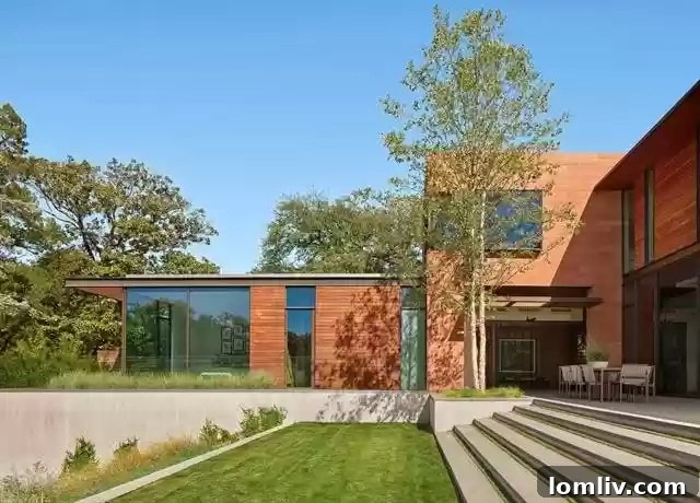 Stunning Rear View of the Modern Estate with Outdoor Amenities