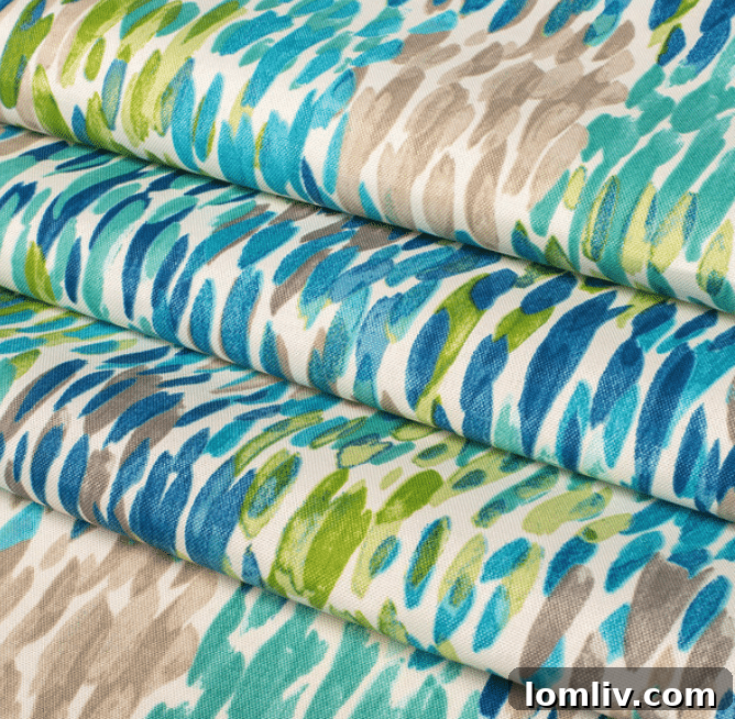 Raindrop Refresh: Elevating Your Home with Spring Style 10 Kelly Ripa Home Outdoor Make It Rain Cerulean Fabric, offering UV protection and mold resistance.