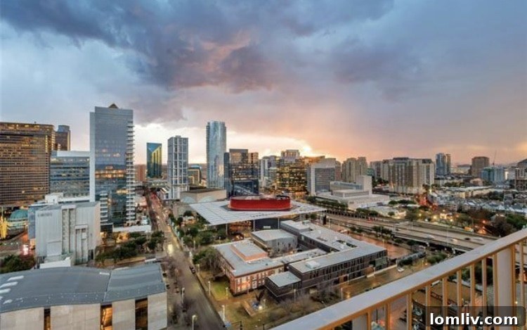 Luxury condominium in Dallas Arts District, contemporary architecture, urban living