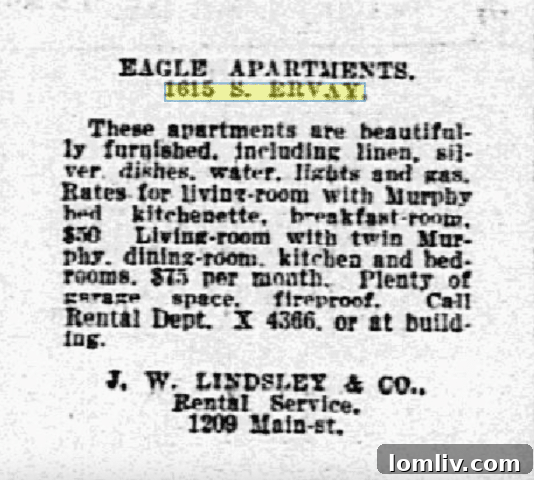 Vintage Ad for Eagle Apartments Dallas