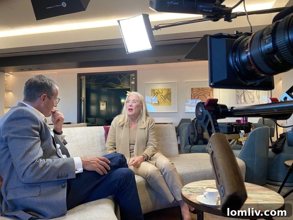 Richard Quest and Candy share a moment during filming for Quest's World of Wonder in Dallas.