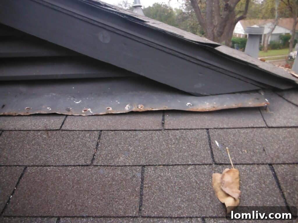 Rusted and damaged roof flashing