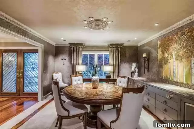 Elegant Formal Dining Room with Built-in Buffet in Dallas Luxury Home