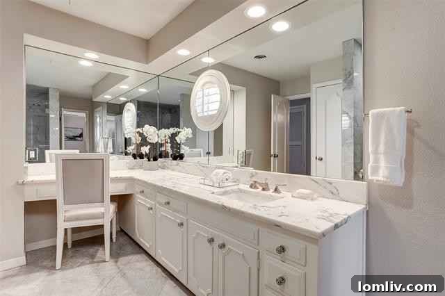 Elegant Principal Bathroom with White-on-White Design and Carrara Marble