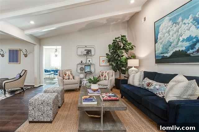 Cozy Den with Gas Fireplace and Masonry Wall