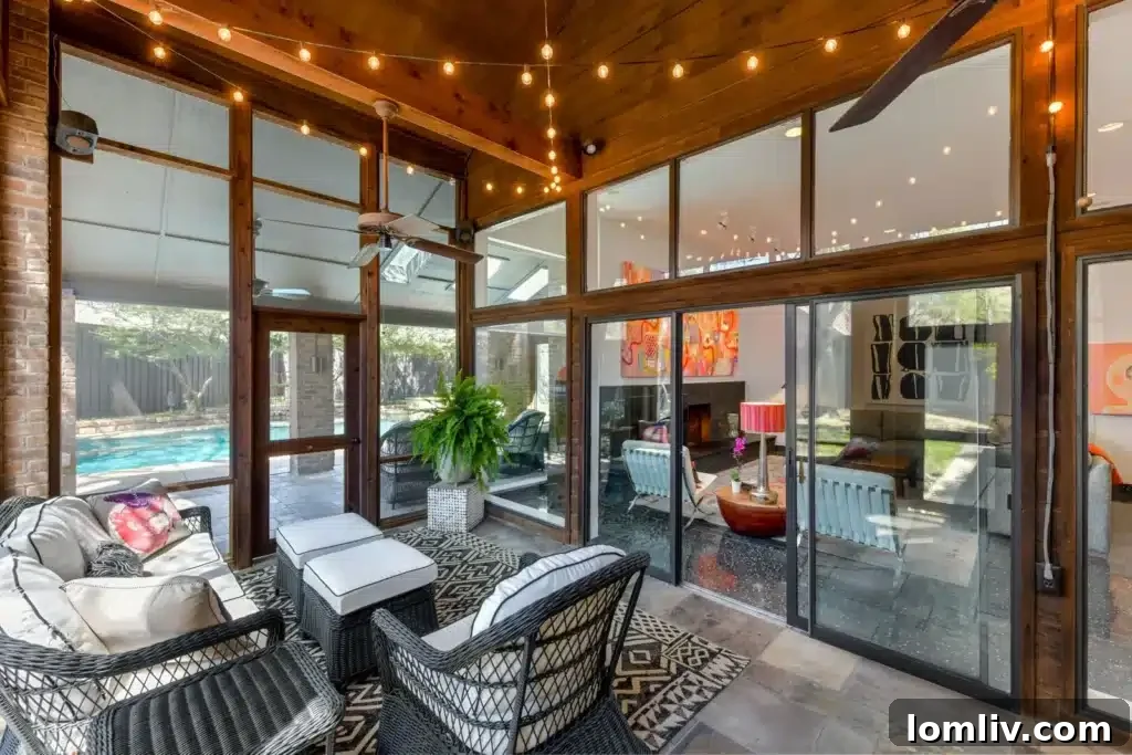 Contemporary Home Entrance with Lush Landscaping