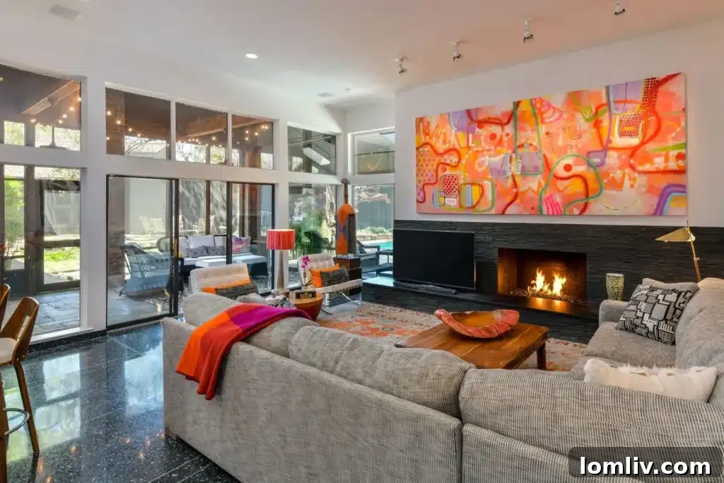 Spacious Dining Room with Contemporary Lighting