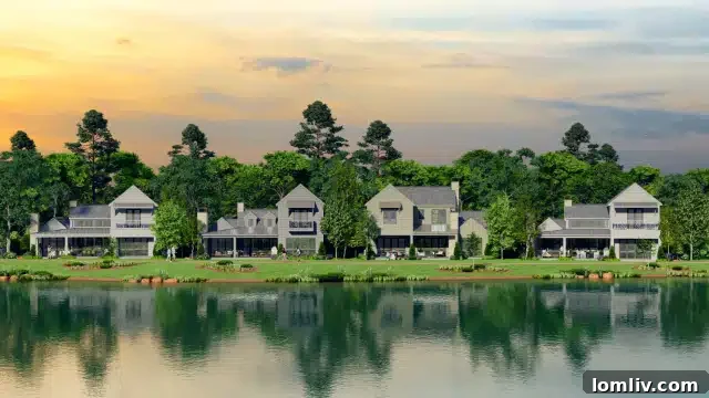 Canopy Homes overlooking a serene fishing pond at Long Cove
