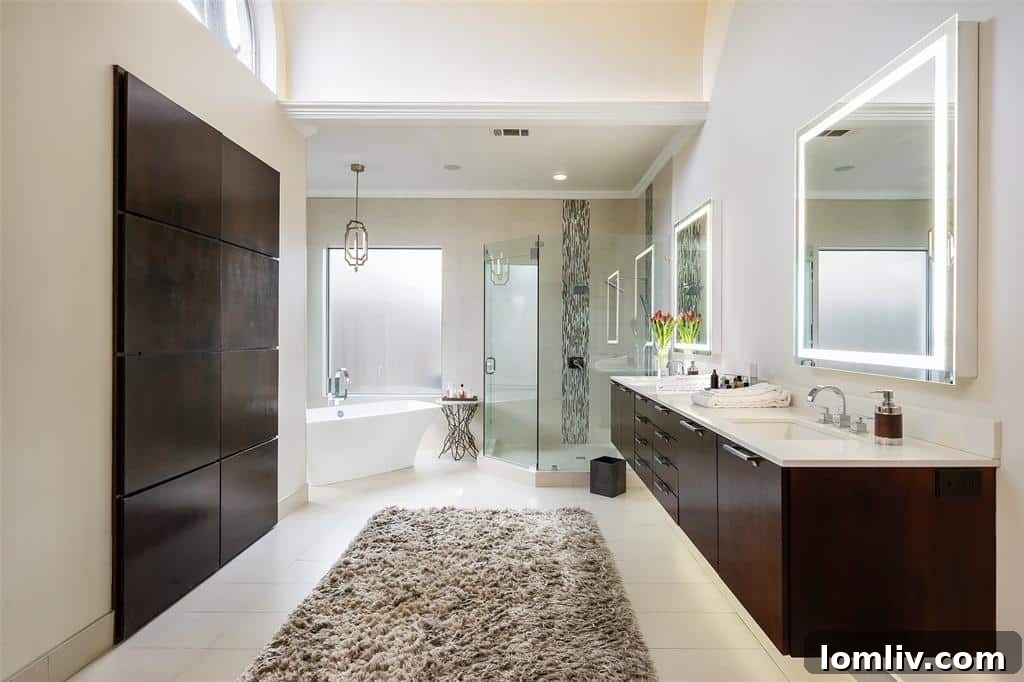 Another view of the sophisticated kitchen, highlighting the ample cabinetry and high-end appliances.