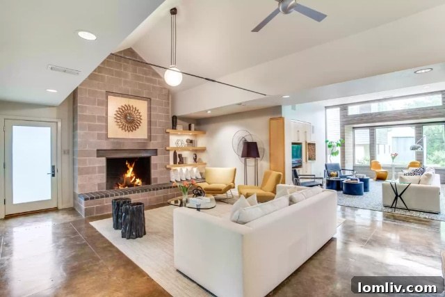 Interior view of a living space within the Domiteaux postmodern compound