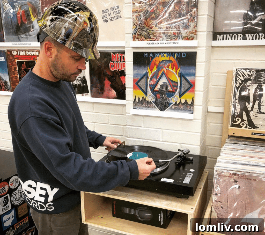 Lewis designed a unique floating listening station for Josey Records.