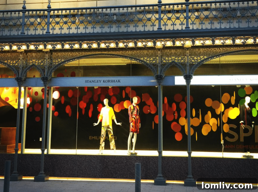 Lewis collaborated with Bret McKinney on vinyl-inspired window displays for Stanley Korshak.