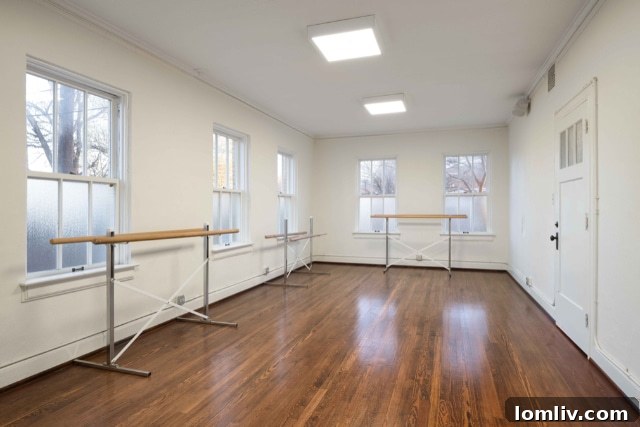 Dance studio inside Arts Mission Oak Cliff, transformed from a historic church