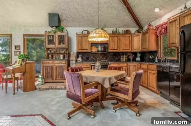 Cozy interior with a central hot tub
