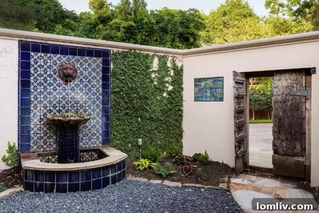 Tiled courtyard, reminiscent of classic patios in Cordoba, Spain