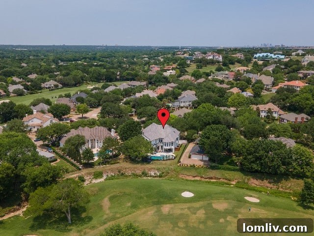 Outdoor living space with golf course view at Fort Worth luxury home