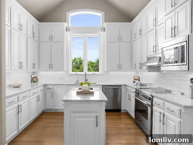 Kitchen with large window and golf course view