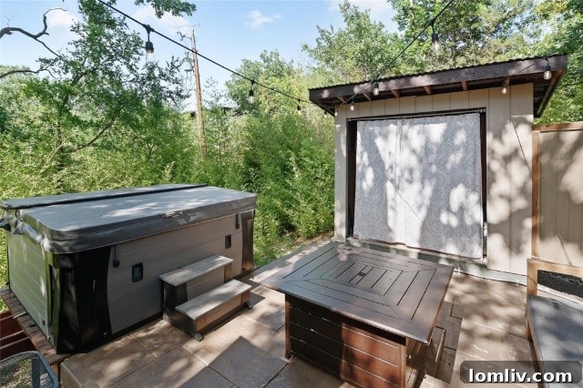 Highland Village Home Outdoor Area - Backyard Hot Tub and Fire Pit