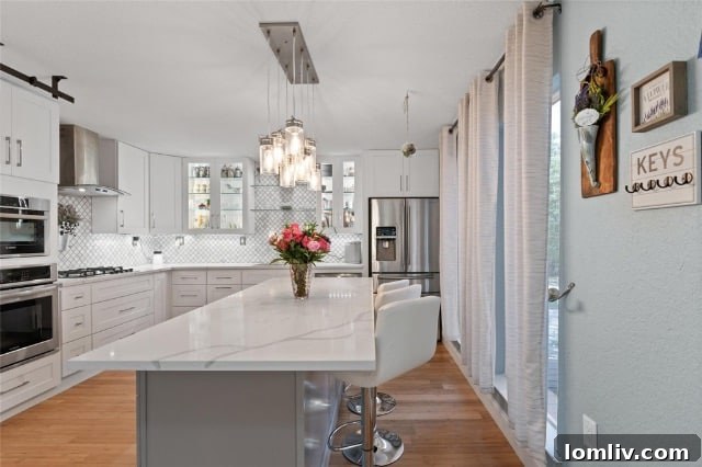 Highland Village Home Kitchen - Modern White Cabinetry and Appliances