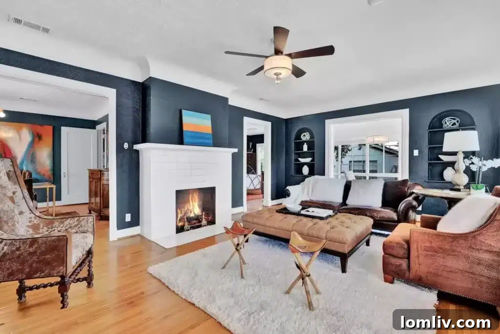 Elegant bedroom with luxurious bedding in the renovated Tudor duplex