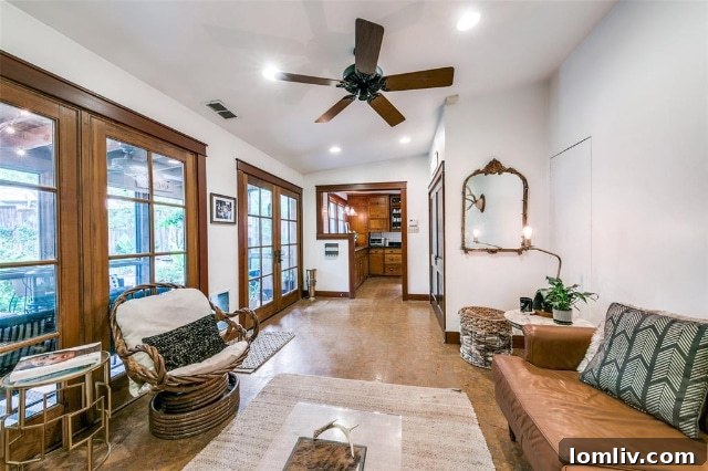 French doors opening to a charming screened porch