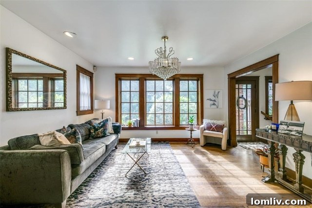 Living room interior of the historic Ravinia Heights home