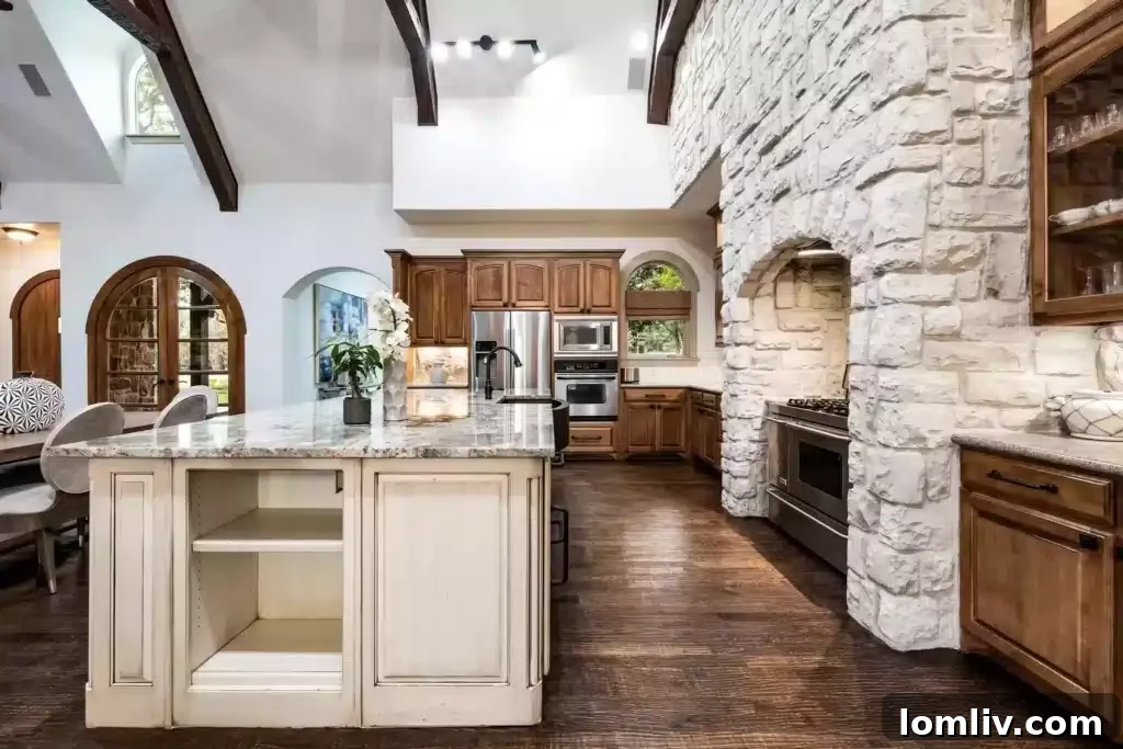 A Flower Mound Fairy Tale Home 7 Gourmet Chef's Kitchen with Eight-Burner Gas Range and Copper Sink