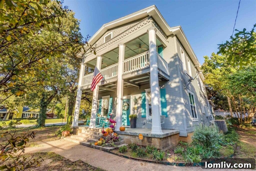 Historic Greek Revival home exterior 4500 Meadowbrook Drive Fort Worth