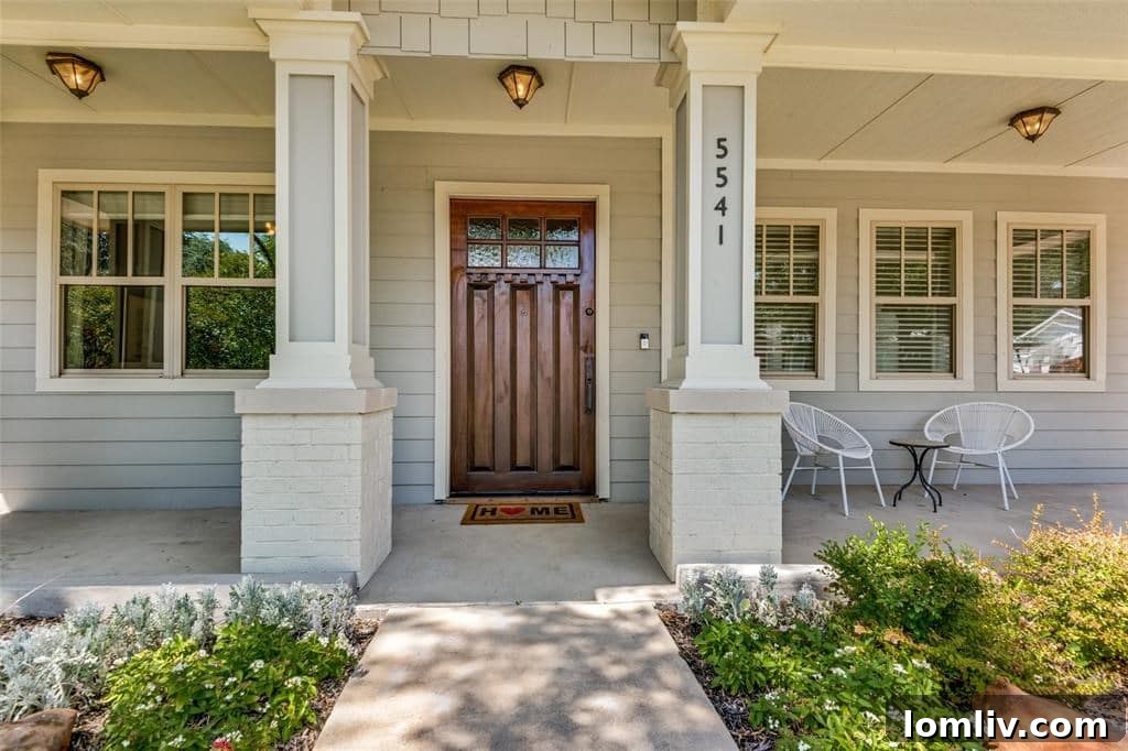 Modern Craftsman Revival 3 The stately entrance of the Craftsman home in Vickery Place