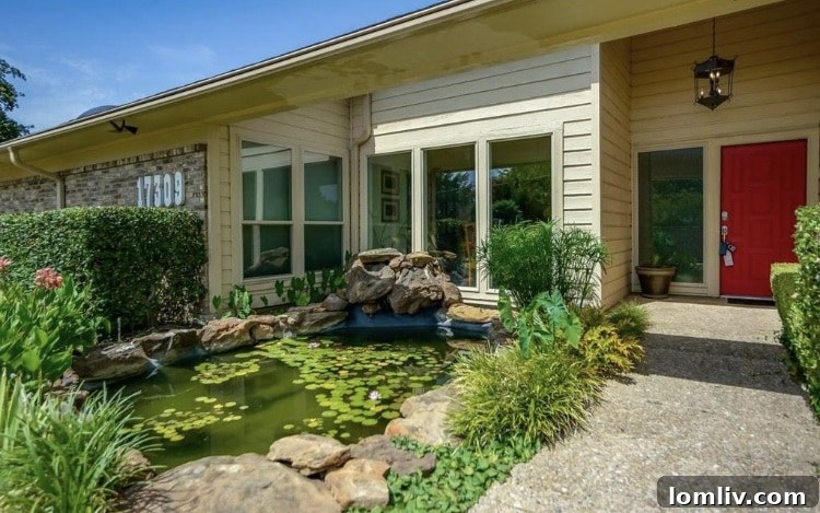 Attainable Opulence: Open Houses Under $1 Million This Week 7 Lush backyard with a swimming pool and tranquil koi pond.