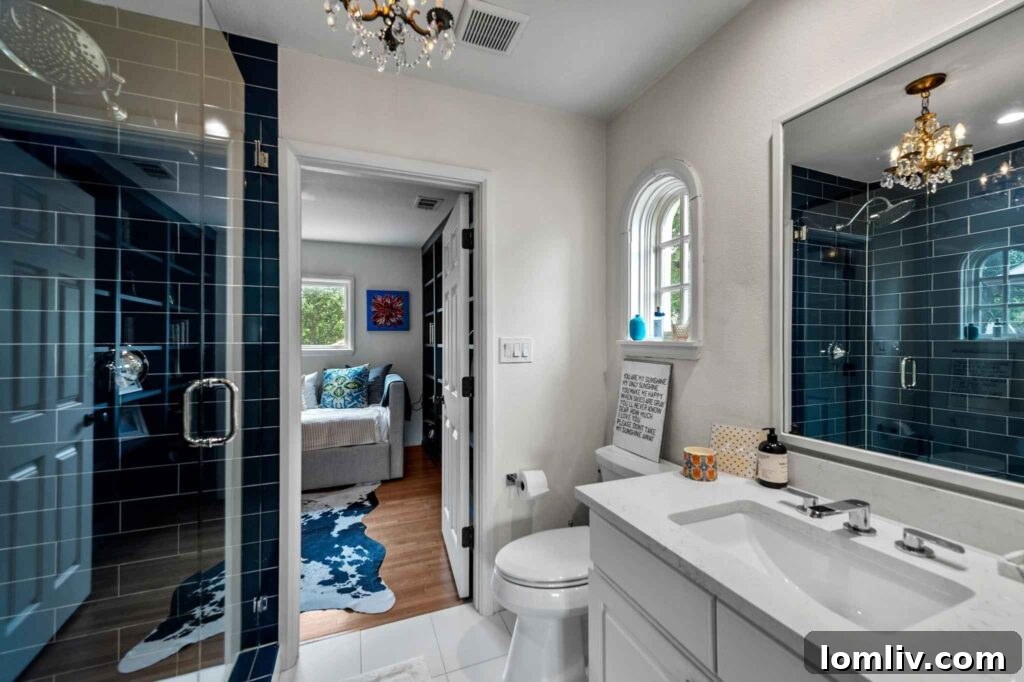 Lapis Blue Subway Tile Bathroom