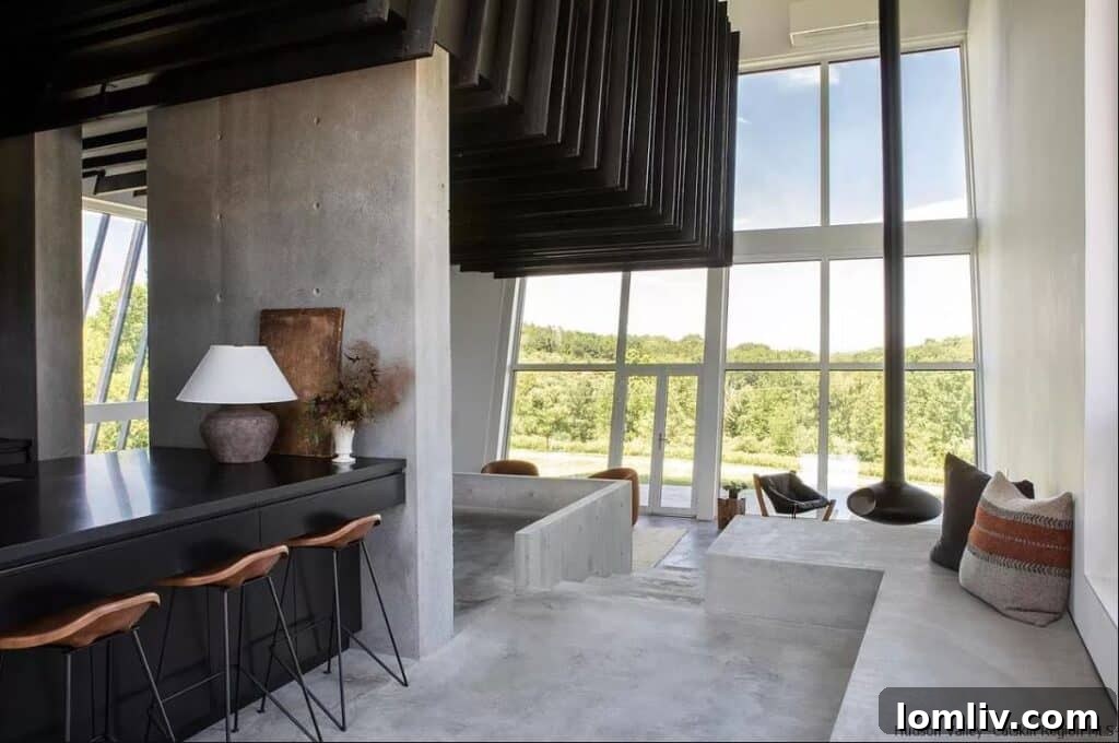 Architectural detail featuring repeating vertical elements, creating a grid-like interior aesthetic.